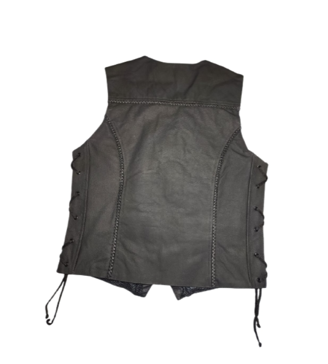 Matt Finish Biker Leather Waistcoat Ladies